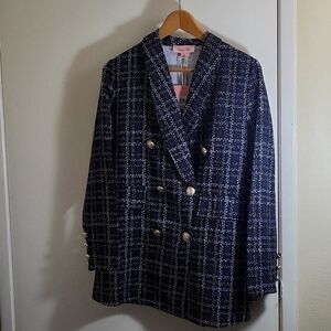 Colette Rose Womens Printed Jacket, Black Size Large